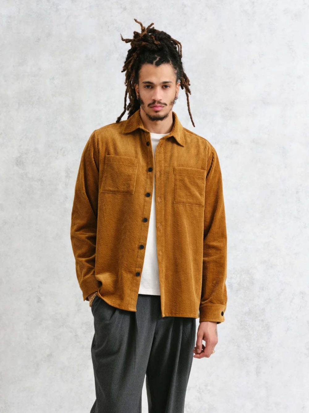 Wax London Whiting Overshirt Jacket Caramel Jumbo Corduroy Cotton Mens M NWOT